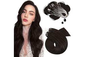 Moresoo Micro Beads Hair Extensions Human Hair Brown Micro Loop Hair Extensions Real Human Hair Darkest Brown Microbead Hair Extensions Brown #2 50G 50S 18 Inch