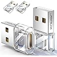 JSAUX USB C Female to USB Male Adapter (4-Pack) 3.1A Fast Charging, USB C to USB Charger Converter for iPhone 16 15 14 13 Pro Max, Apple Watch, Samsung Galaxy S24 S23, Car Play, Android Auto-Crystal