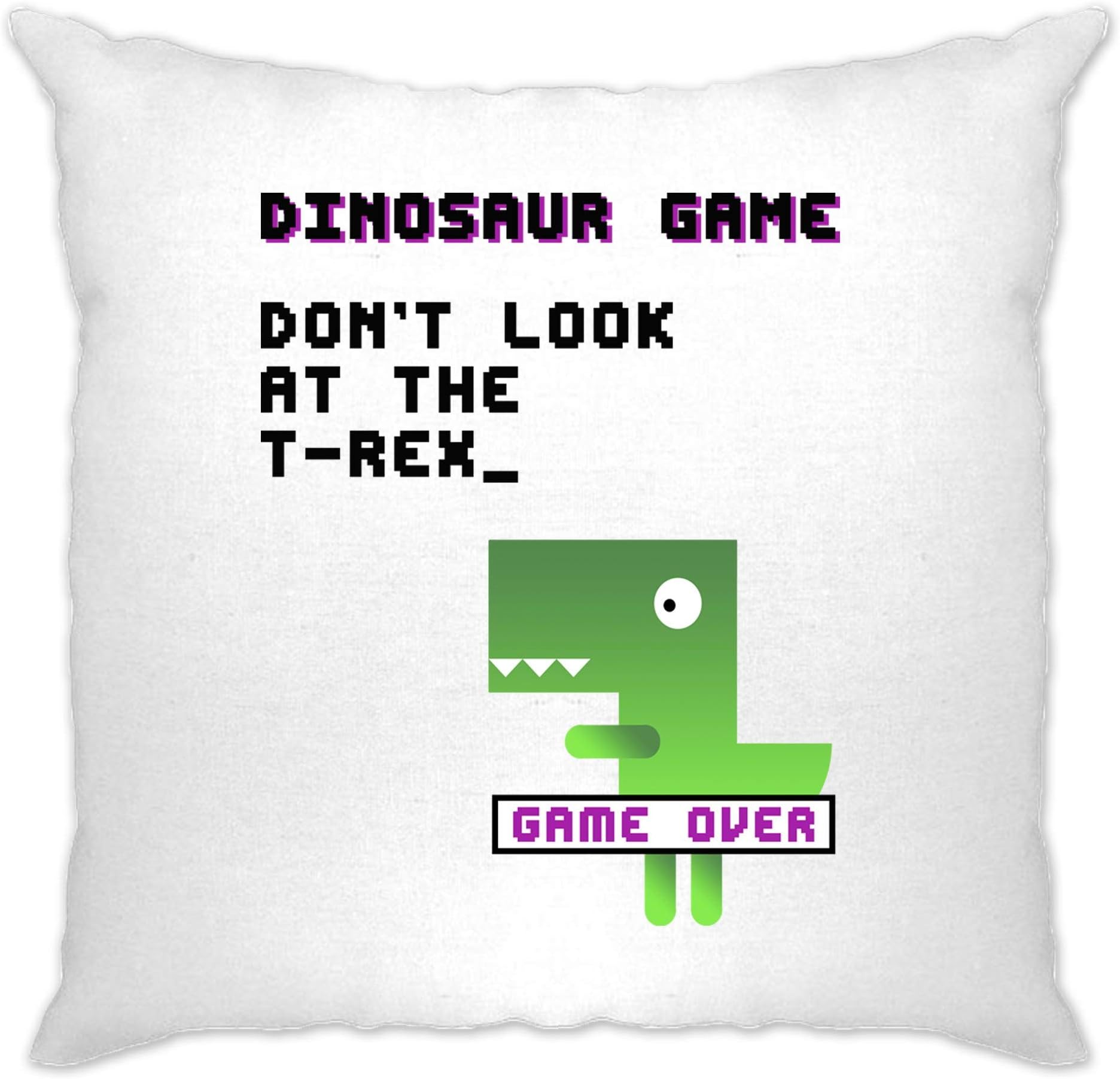 Tim And Ted Novelty Cushion Cover Don't Look At The T-Rex Game Joke Dinosaur Visual Comedy - (White/One Size)