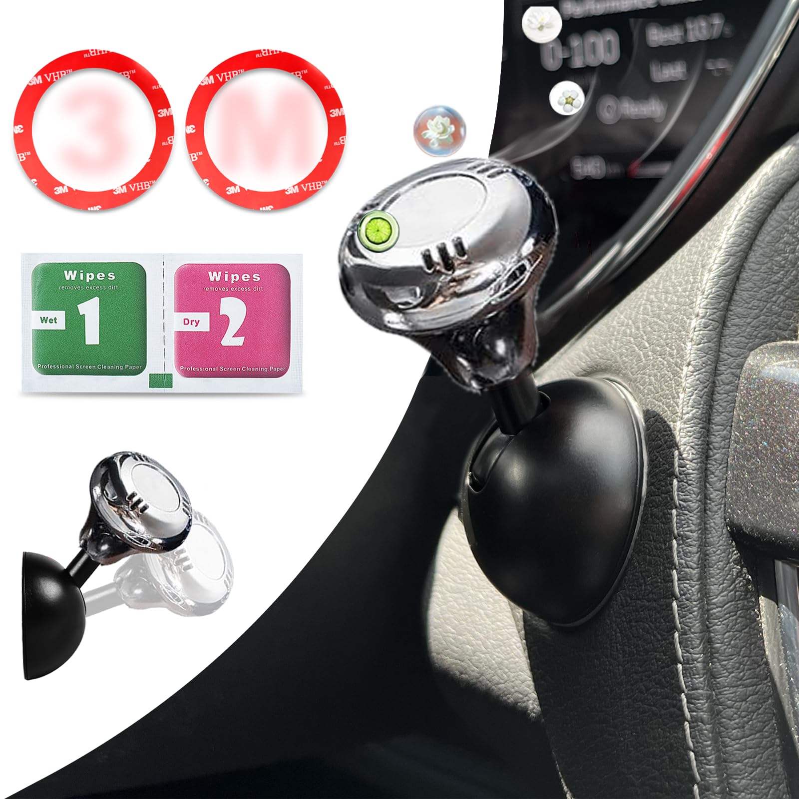 Photo 1 of Aromatherapy | Car Joystick Push Start Button Cover, Metal Push to Start Accessories, Car Starter Engine Start Stop Button Cover, Cool Car Accessories Interior Decor Push to Start Button Rocker,Silver