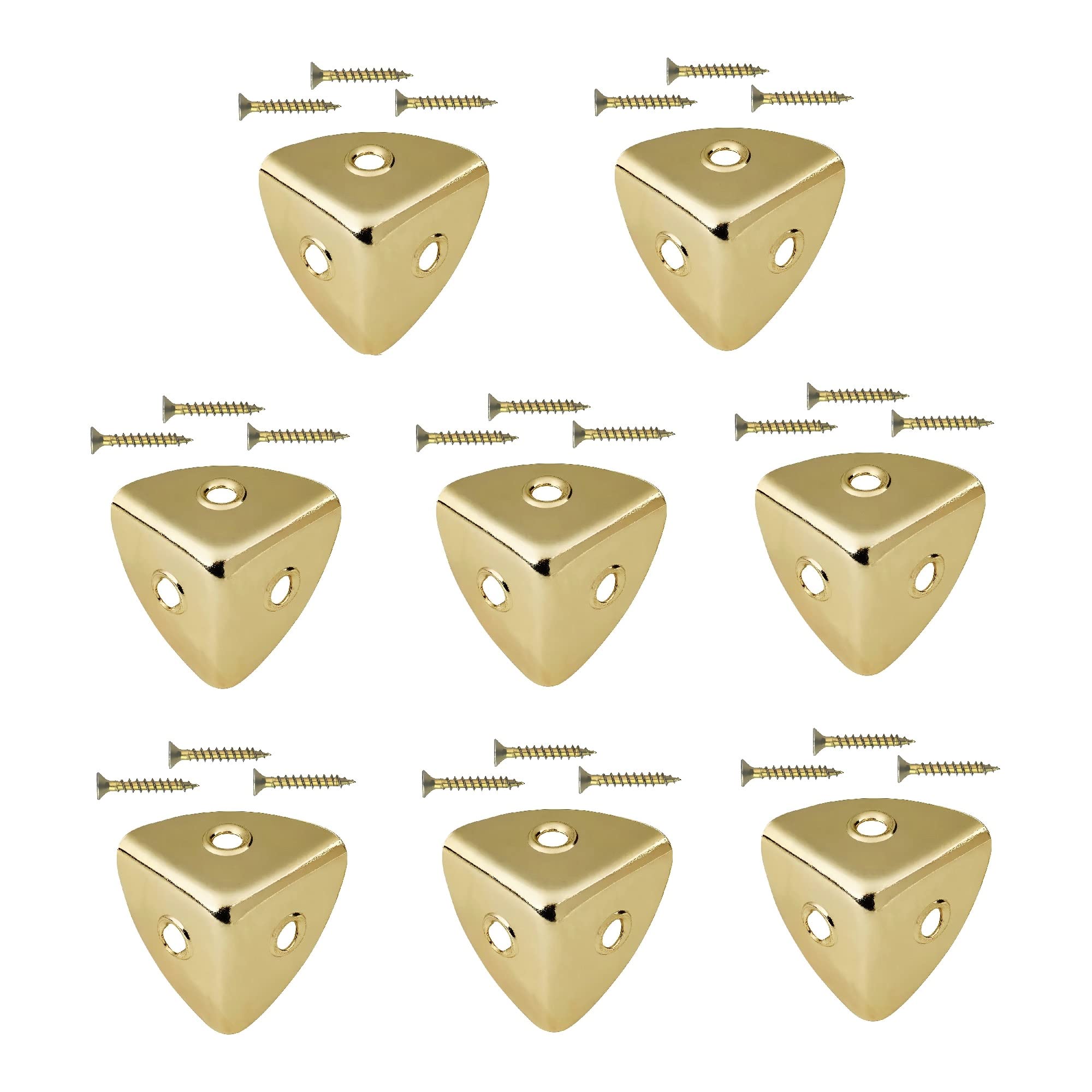 TERF® Traditional Vintage Polished Brass Case Corner Bracket 28mm Heavy Duty Chest Brace Repair with fixing Screw For Chest Box Cupboard Desk Drawer Cabinet Table and Multi Use - Pack of 8