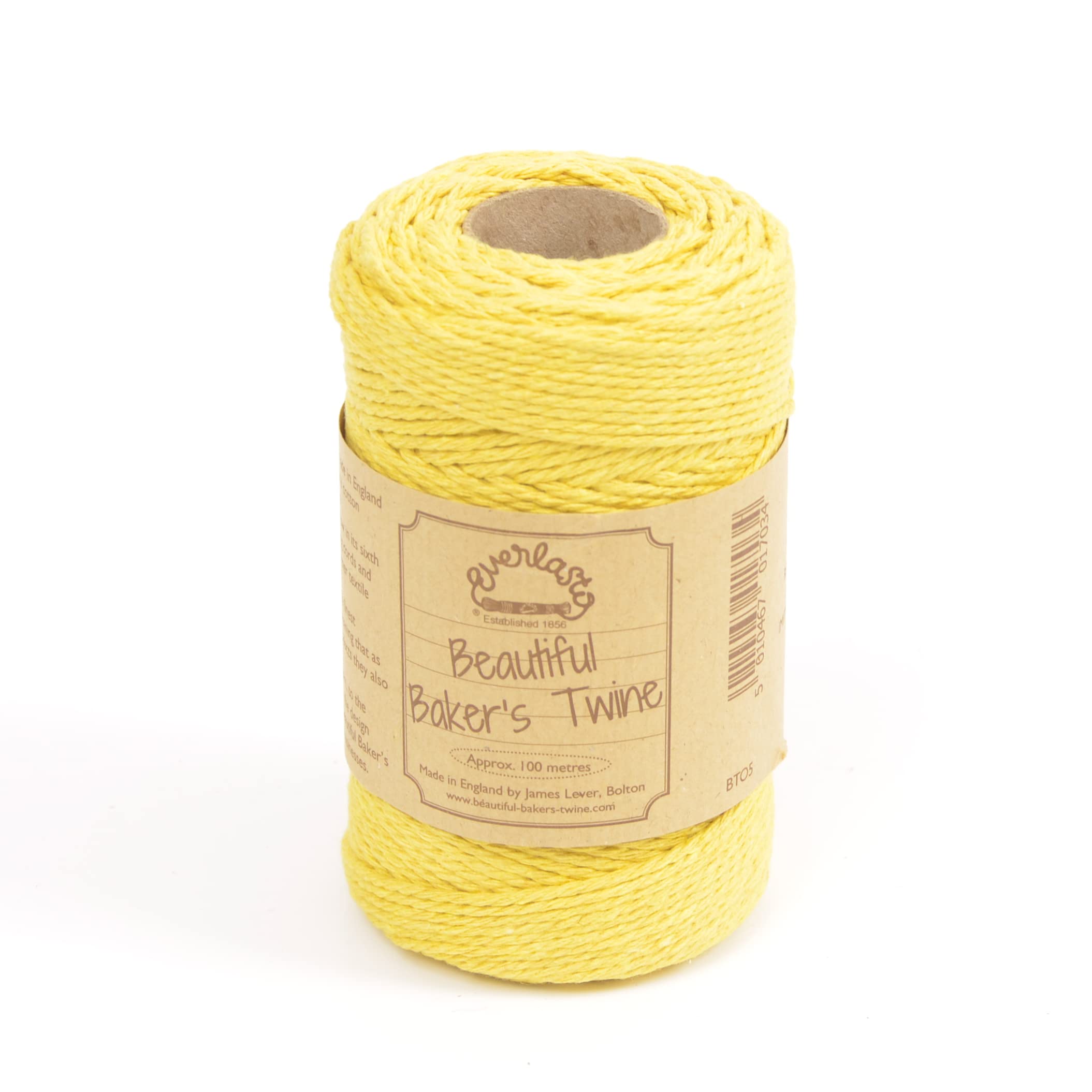 100m - Everlasto 'Solid' Beautiful Baker's Cotton Craft Twine (2mm approx) (DAFFODIL YELLOW)