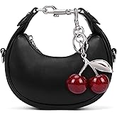 JQWSVE Small Top Handle Bags for Women Mini Purses Cute Ladies Handbags Crescent Mini Crossbody Bags with Cherry