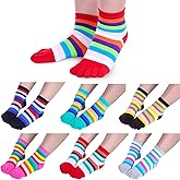 SATINIOR 6 Pairs Rainbow Women Toe Socks Full Finger Socks Separated Cotton Stocking Colorful Stripe Stocking for Women Men