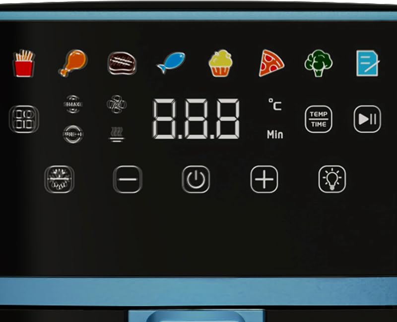 Iridea, Heißluftfritteuse 6L, doppelte Heizspirale, digitales Display, Timer, 80-200°C, Fenster, 1700W, Zuckergussblau — Foto 6 von 6