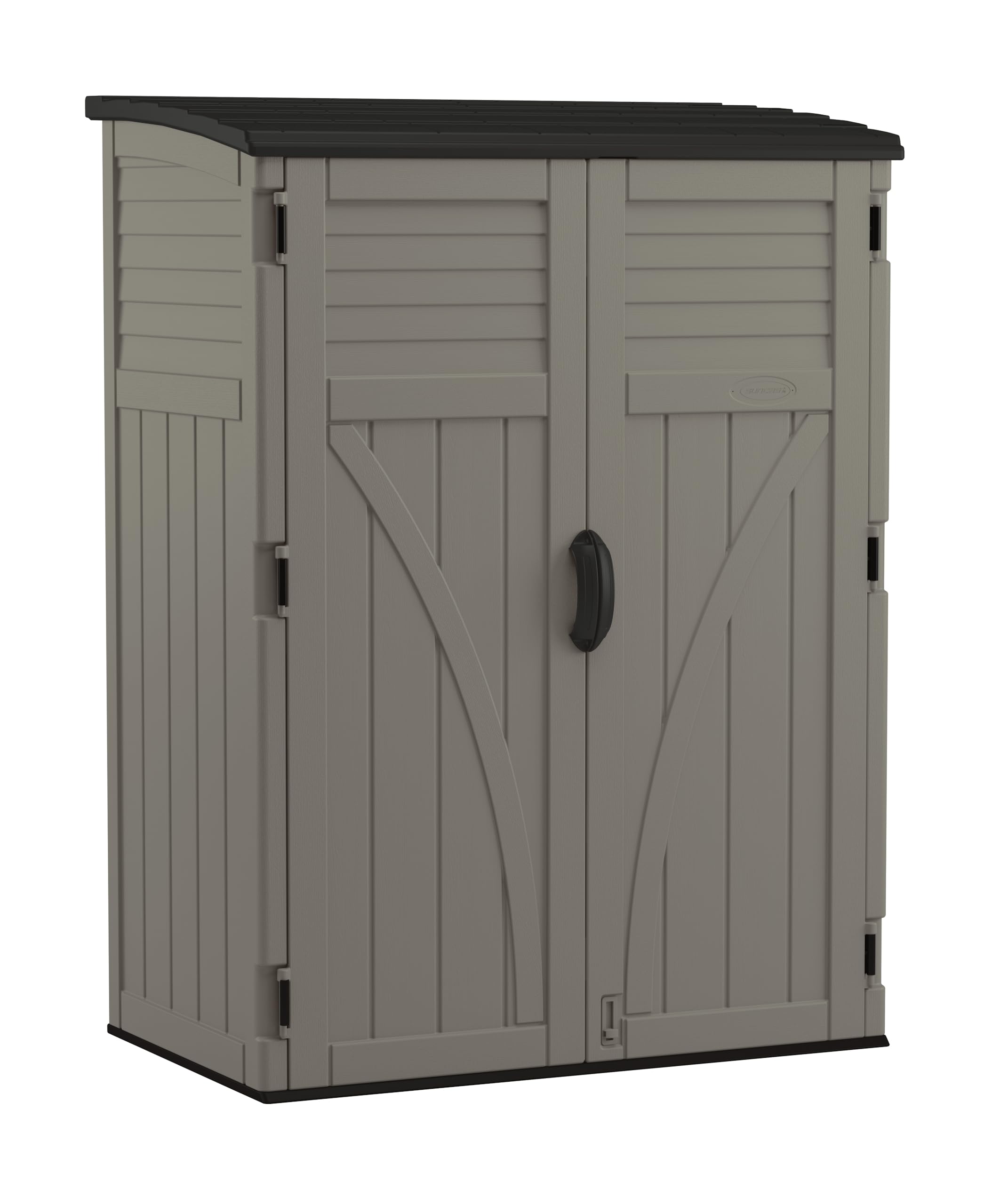Photo 1 of ***TRUCK/TRAILER PICKUP ONLY*** Suncast 54 Cubic Ft. Vertical Resin Outdoor Storage Shed with Lockable Double Doors, Weather-Resistant Multi-Wall Panels, Customizable Shelving, Stoney, Made in the USA