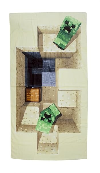 Minecraft Defeat Design, Handtuch, Baumwolle, Beige, 140 x 70 x 2 cm