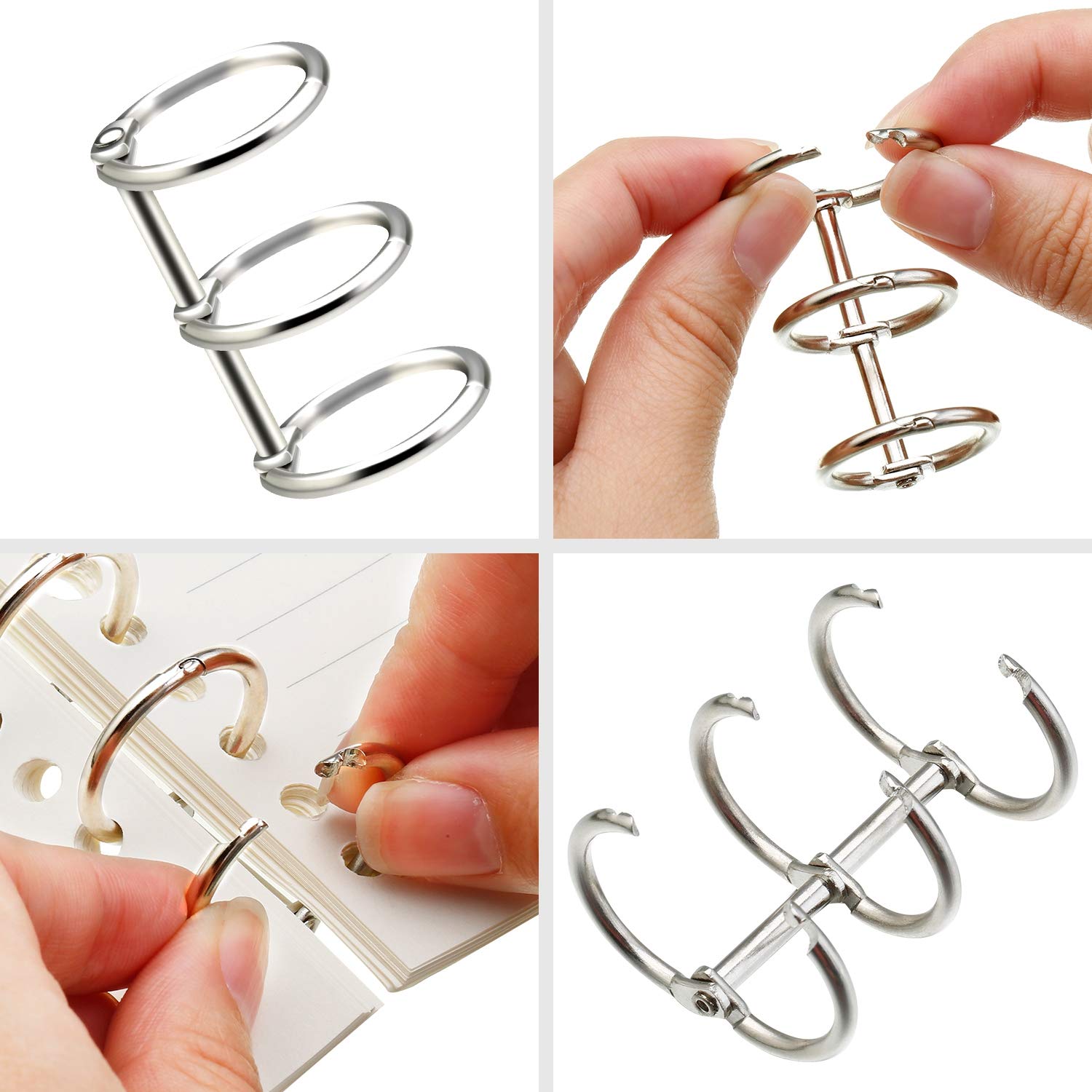 10 Pieces 3 Ring Metal Loose Leaf Binders Book Rings with 20 mm Inner