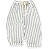 ACESTAR Toddler Boy Thin Cotton Linen Pants, Striped Baggy Wide Leg Pants for Boys Casual Spring Summer Trousers