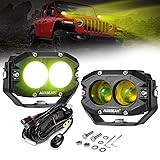 Auxbeam 4 Inch Amber Fog Light, 60W Square Pod With