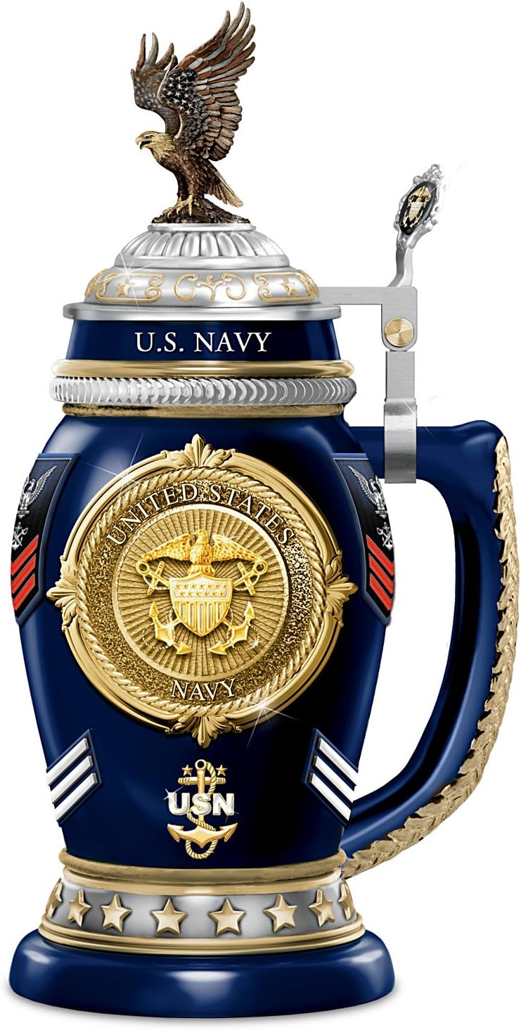 United States Navy Porcelain Stein With Sculpted Medallion