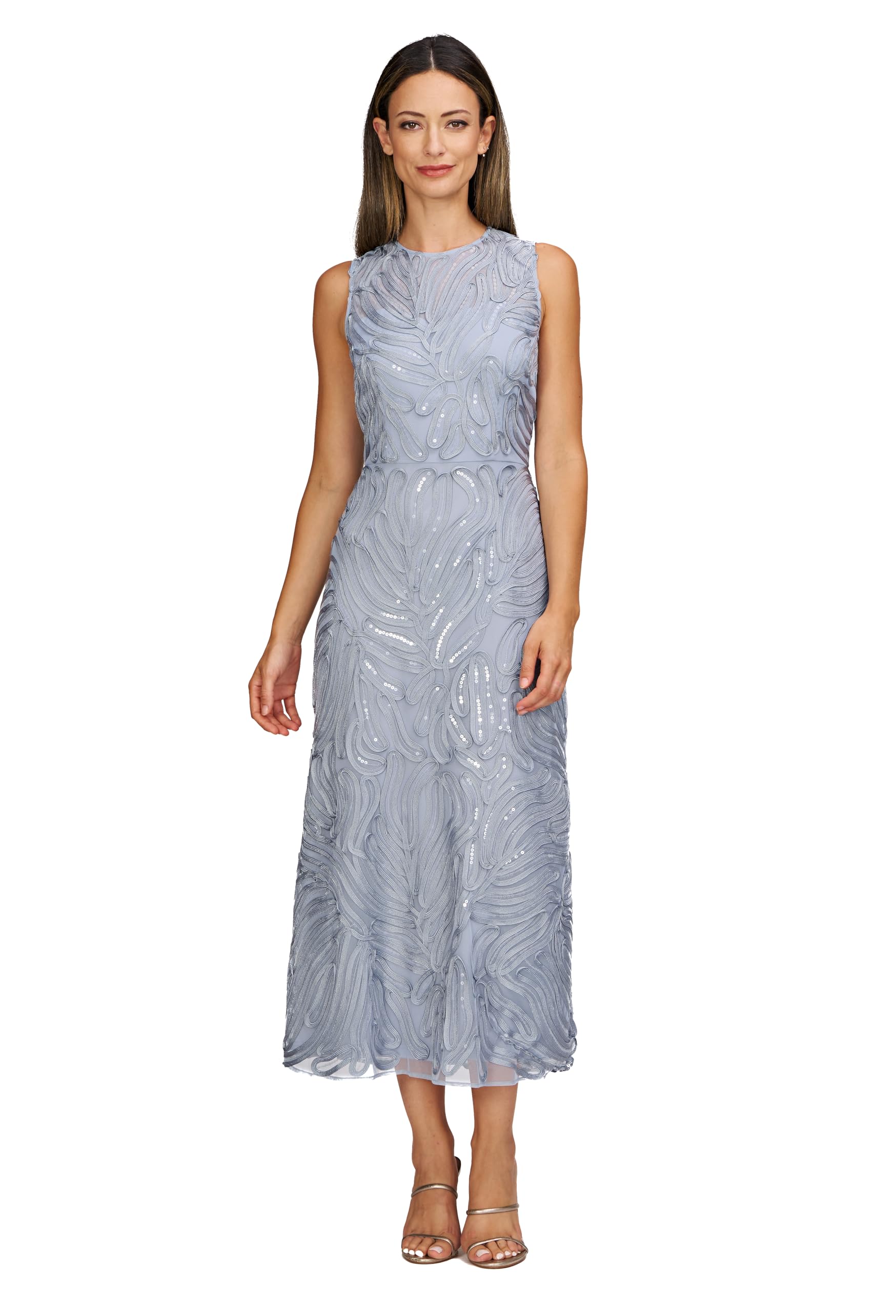 JS Collections Women’s Cassandra Soutache Party Dress, ASH Blue
