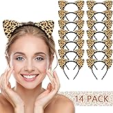 LIONSOUL Cheetah Ears Headband for Women Leopard Cheetah Print Birthday Party Decorations Supplies