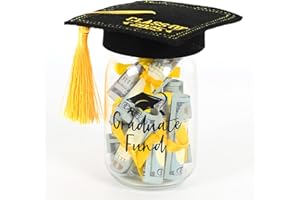 JOYSELLER Graduation Gifts, Graduation Cap Money Holder, Class of 2025 Grad Mason Jar Gifts for College High Middle School, Graduation Cash Holder Decor for Party Favor Supplies