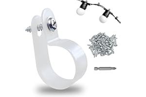 Lyrlidr 60 Pack 1/2 in Rope Light Clips p-Style Mounting Clips Plastic Cable Clamps for Wire Management(White-60p, 1/2)