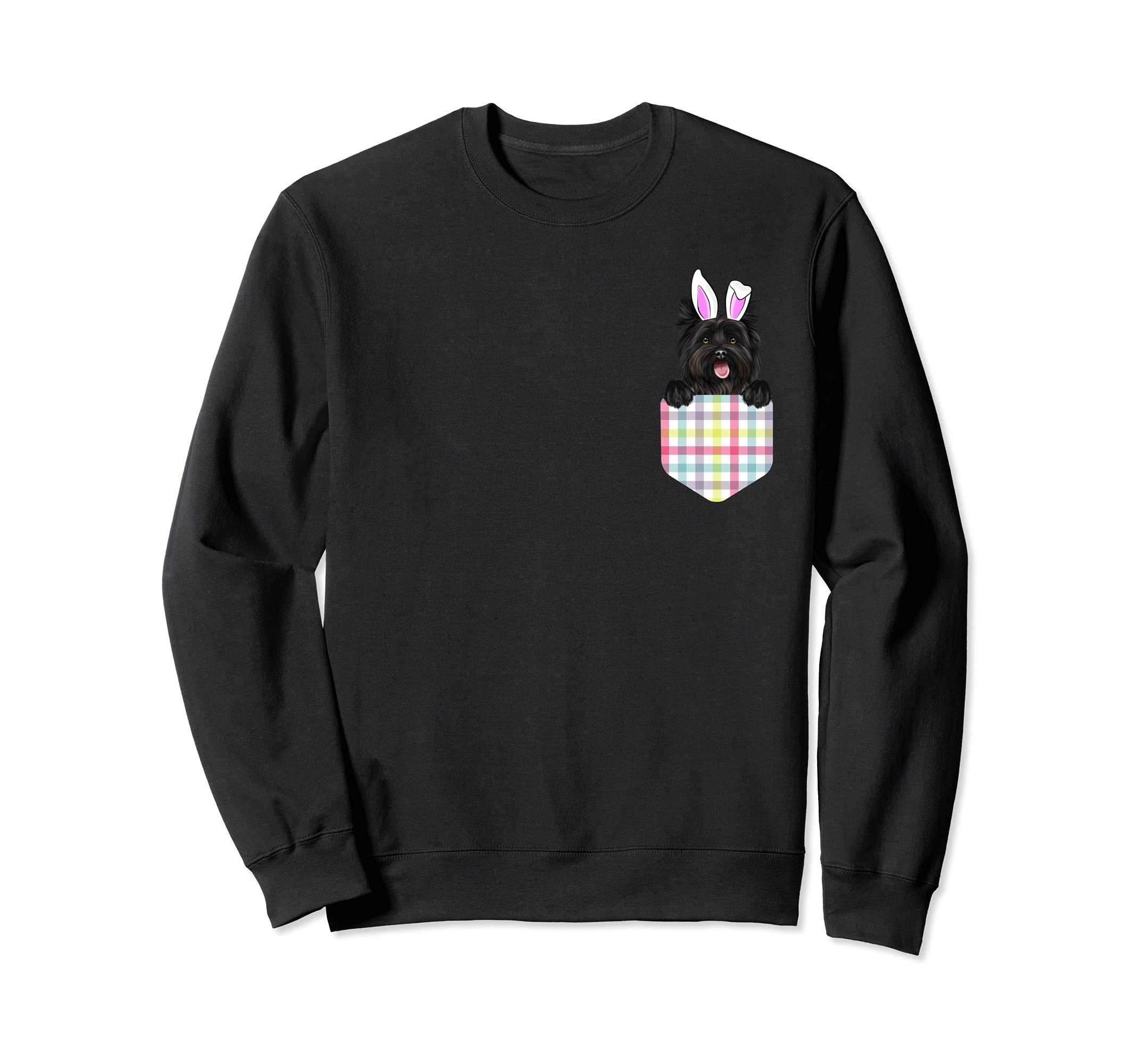 Easter Plaid Cairn Terrier Bunny Dog In Pocket Sweatshirt