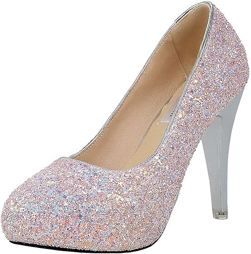 Amazon Kittcatt レディースパンプス キラキラ靴 ハイーヒール セクシーパンプス ピンヒール ラウンドトゥ靴 プラットフォーム シューズ 厚底 結婚パーティーパンプス 通勤レディース靴 Kittcatt パンプス