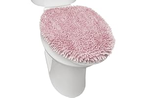 TOWN & COUNTRY BASICS Spa Step Noodle Solid Bathroom Toilet Lid Cover, Plush, Soft, and Absorbent, Machine Washable, Blush, 18.5"x19.6"