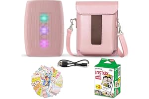 Fujifilm Instax Mini Link 3 Smartphone Printer Rose Pink + Fuji Film Value Pack (20 Sheets)+ Shutter Accessories Bundle, Incl. Protective Case, 20 Sticker Frames, USB Type C Cable