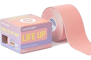 Haruto Life UP Extra Sensitive Kinesiology Tape for Daily Use, Dermatologically Tested Latex Free for Ultra Sensitive Skin, Injury, Pregnant Women, Office Worker, Children (Roll Type, Pink)