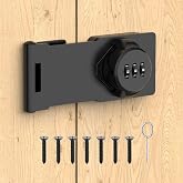 YogePote Cabinet Locks with Combination, Hasp Locks, Black | Heavy Duty Aluminum Alloy Password Doors Lock Latch for Barn Door, Window, Fence,closet, Shed and Gate Latch