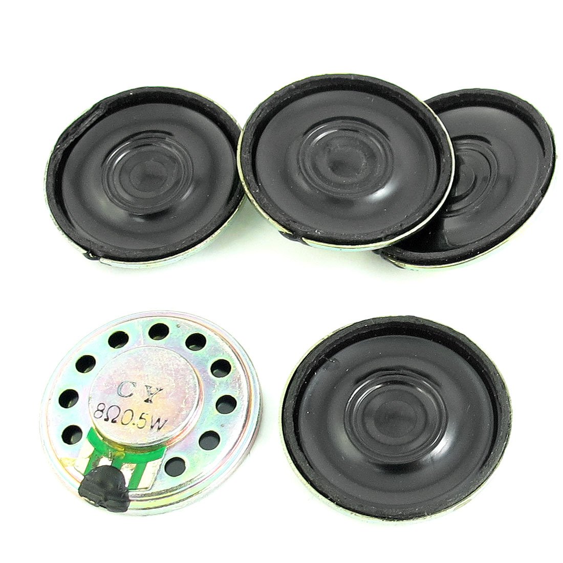 sourcing map 5 Pcs 0.5W 8 Ohm 28mm Diameter Round Magnet Speaker Loudspeaker Horn
