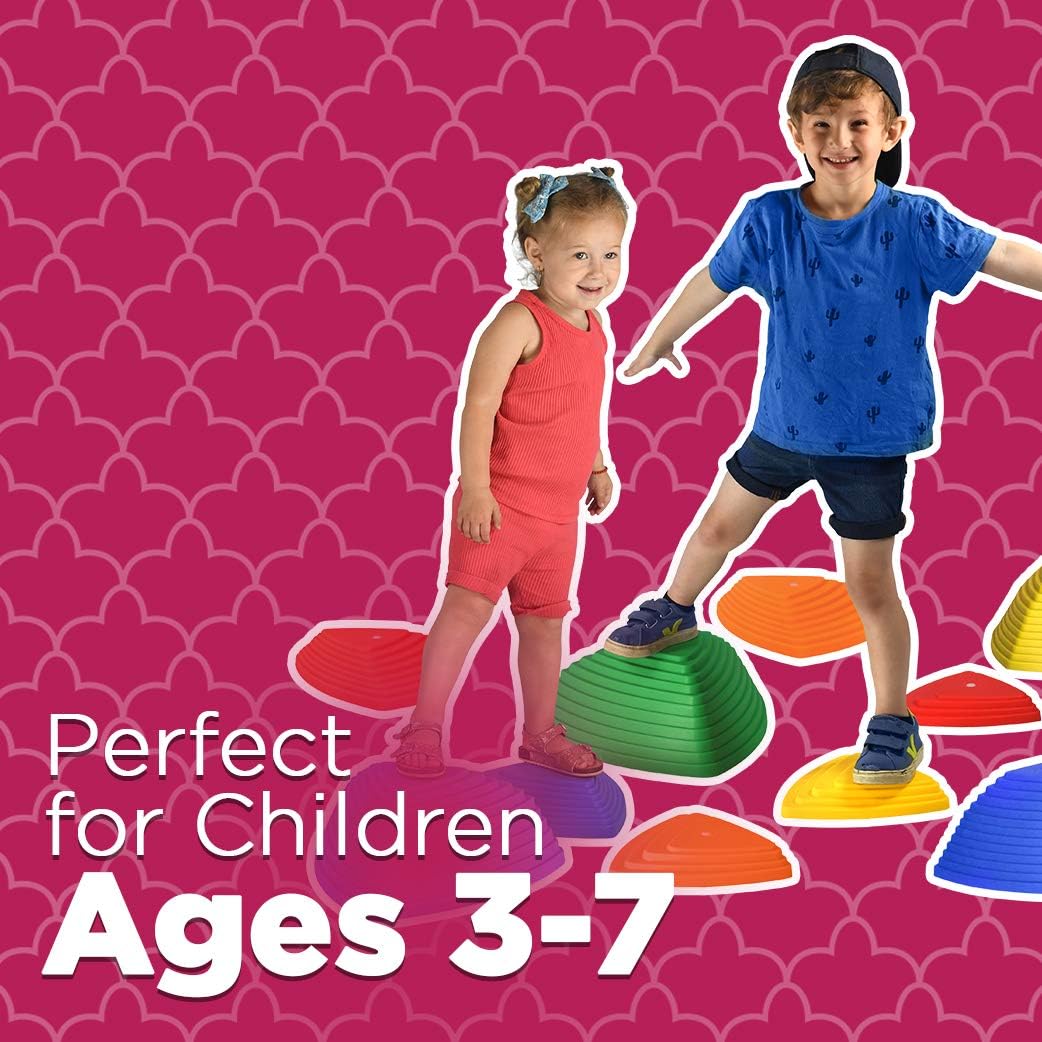 LITTLE CHUBBY ONE Stepping Stones - Kid Friendly Balance Blocks - 11 Piece Set Slip Resistant Durable Plastic Teaches Kids Balance and Coordination: Toys & Games