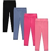 BTween Girls 4 Pack Leggings Set, Exercise, Sports Tights with Wide Waistband for Girls