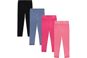 BTween Girls 4 Pack Leggings Set, Exercise, Sports Tights with Wide Waistband for Girls