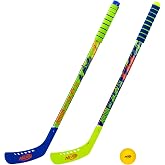 NERF Proshot Hockey Sticks + Ball Set - Knee + Floor Play - 2 Player | Knee + Floor Play Style, Adjustable 26 - 35.5 Inch Length, Indoor + Outdoor Fun, Kid-Safe Foam Design, For Young Athletes