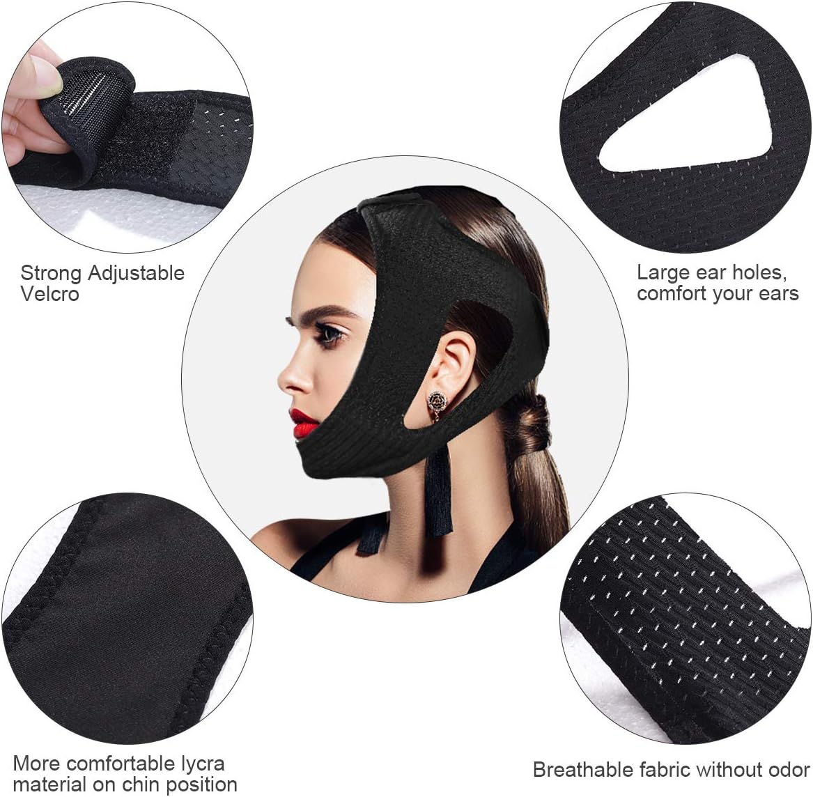 Anti Snore Chin Strap, [2021 Newest] Chin Straps for Snoring, Adjustable Snoring Solution Stop Snoring Chin Strap for CPAP Users, Breathable Sleep Aid Snoring Strap for Men and Women, Black: Health & Personal Care