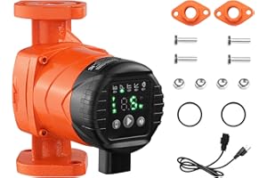 VEVOR F-007E-1F1 High Efficiency Circulator Pump, 16 GPM, 120V 20 ft Cast Iron Hot Water Recirculating Circulation Pump, 1 in