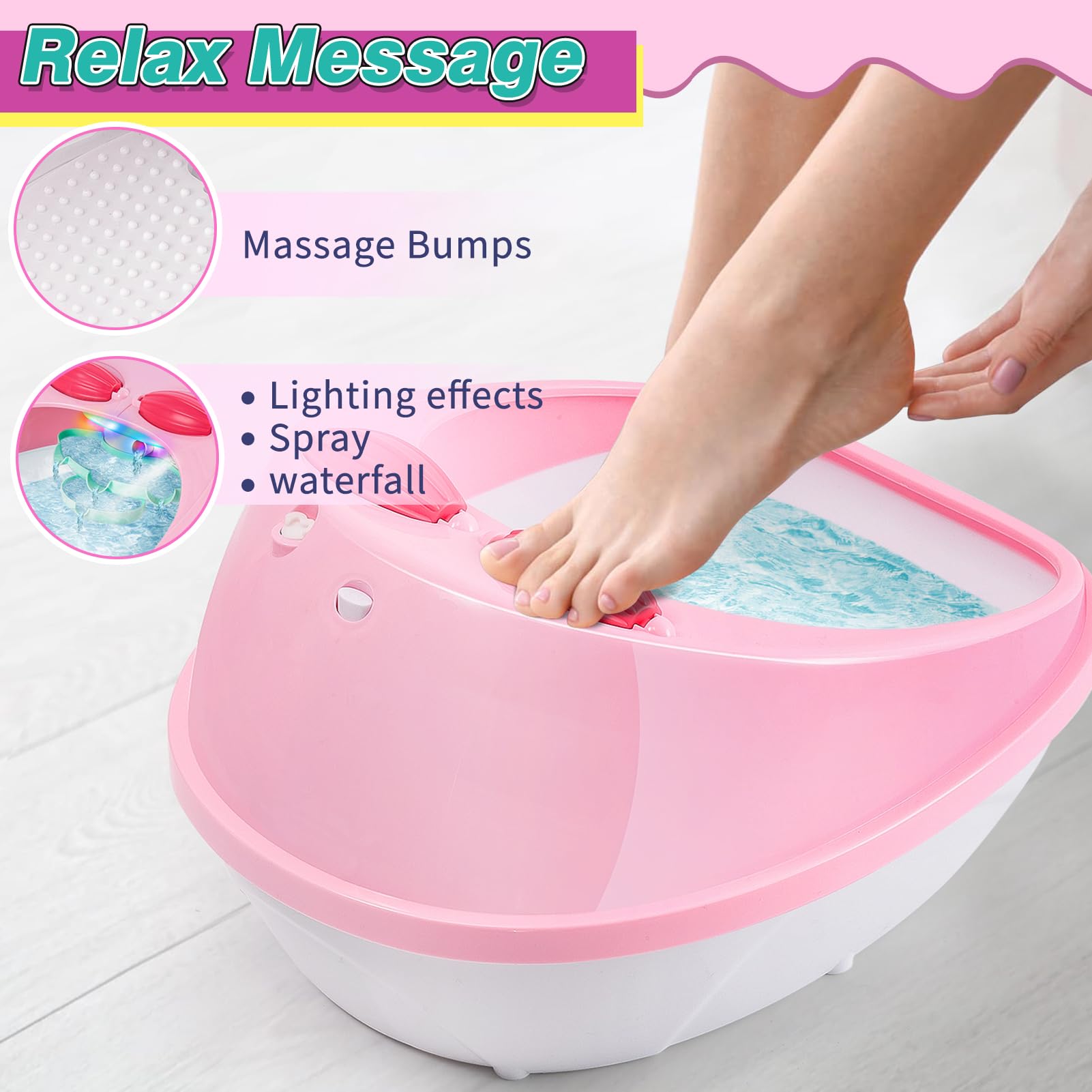 Kids Foot Spa & Nail Kit Set, Kids Spa Day Kit for Girls, Massage Foot Soak Tub and Nail Dryer, Manicure Pedicure Art Salon Girl Gift for 5-12, Christmas Birthday Gifts