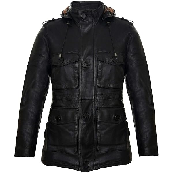TruClothing Mens 3/4 Long Real Leather Duffle Jacket Coat Safari