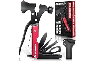 MANWALD 15 in 1 Multitool Axe Hatchet, Gifts for Men, Camping Accessories Survival Gear, Multi Tool for Camping Hiking Survival, Cool Gadgets Gifts for Men,Husband, Boyfriends
