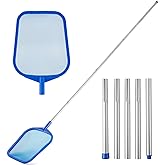Pool Skimmer - Pool Skimmer Net with 5 Section Adjustable Telescopic Aluminum Pole, 23''- 60'', Pool Net Skimmer Rake with Ultra Fine Mesh , Pool Leaf Skimmer for Swimming Pools, Spas, Hot Tubs
