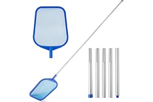 TAVALEU Pool Skimmer - Pool Skimmer Net with 5 Section Adjustable Telescopic Aluminum Pole, 23''- 60'', Pool Net Skimmer Rake with Ultra Fine Mesh , Pool Leaf Skimmer for Swimming Pools, Spas, Hot Tubs
