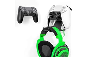 [Latest Version] 2 Set Controller and Headphone Stand Holder with Cable Holders for PS5 PS4 Xbox One Switch Pro Gamepad Contr