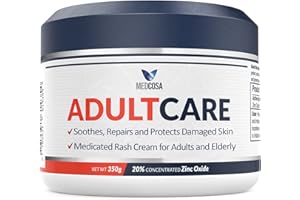 Medcosa Adult Rash Cream - Fast Relief from Sweat Rash, Heat Rash & Adult Diaper Rash (Incontinence Cream) - Thick Moisturizing Barrier Cream. Zinc Oxide to Reduce Redness & Irritation (350g)