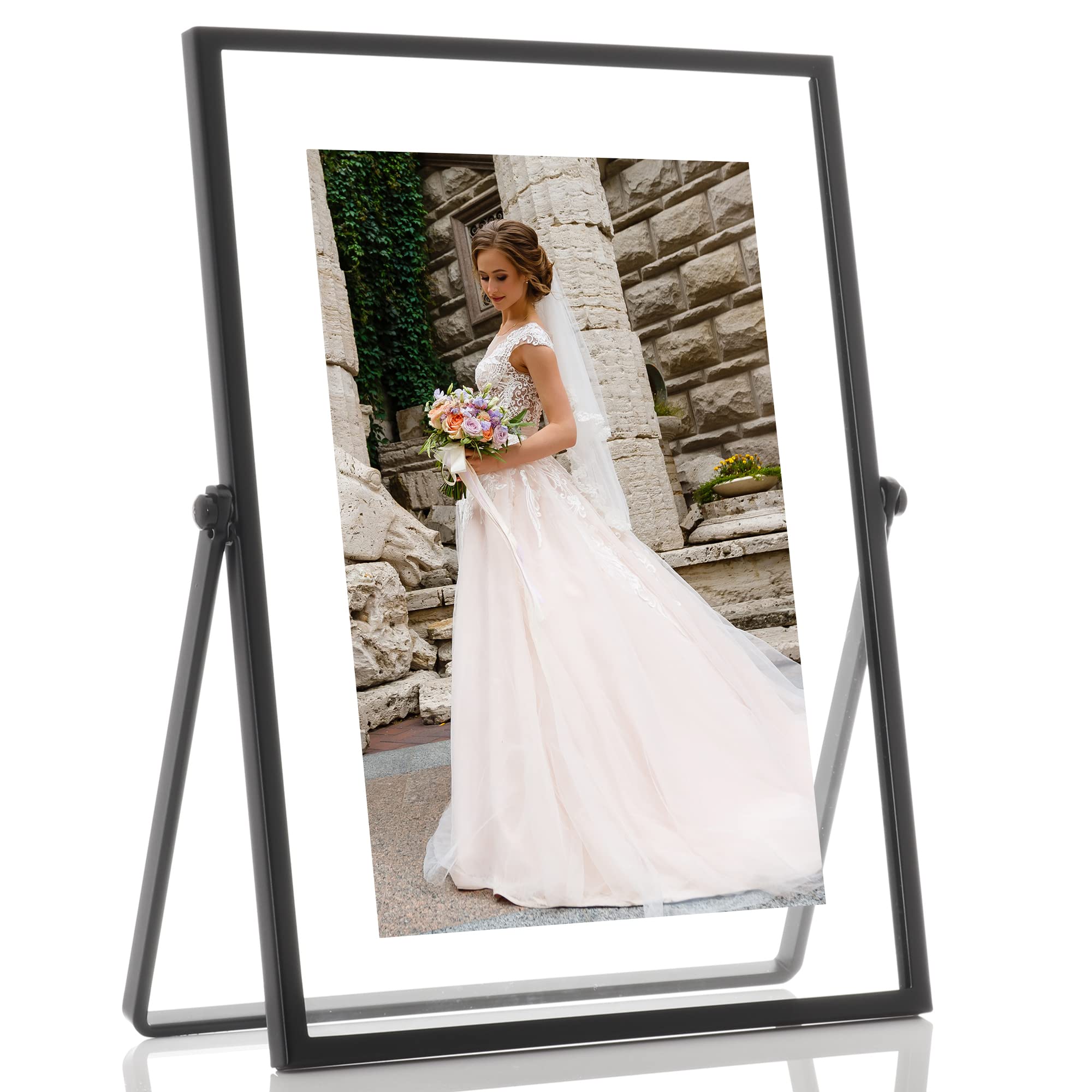 Lawrence Frames Metal Easel Float Picture Frame, 4x6, Black