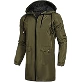 COOFANDY Men's Long Raincoat Ligtweight Rain Jacket Waterproof Outdoor Jackets with Hood