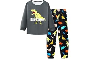 Mikrdoo Boys Pajamas Long Sleeve Soft Stretchy Ribbed Knit PJs for Active Toddlers & Kids Sleepwear 2-12 Years