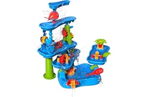 CozyBomB™ Water Table for Toddlers 3-5 | Outdoor Toys Water Play Table, Magnetic Fishing Toy Game, Summer Splash Pond Showers Sand Activity, Sensory Party Birthday Gift Kids Ages 4-8 9-12 (5-Tiers)