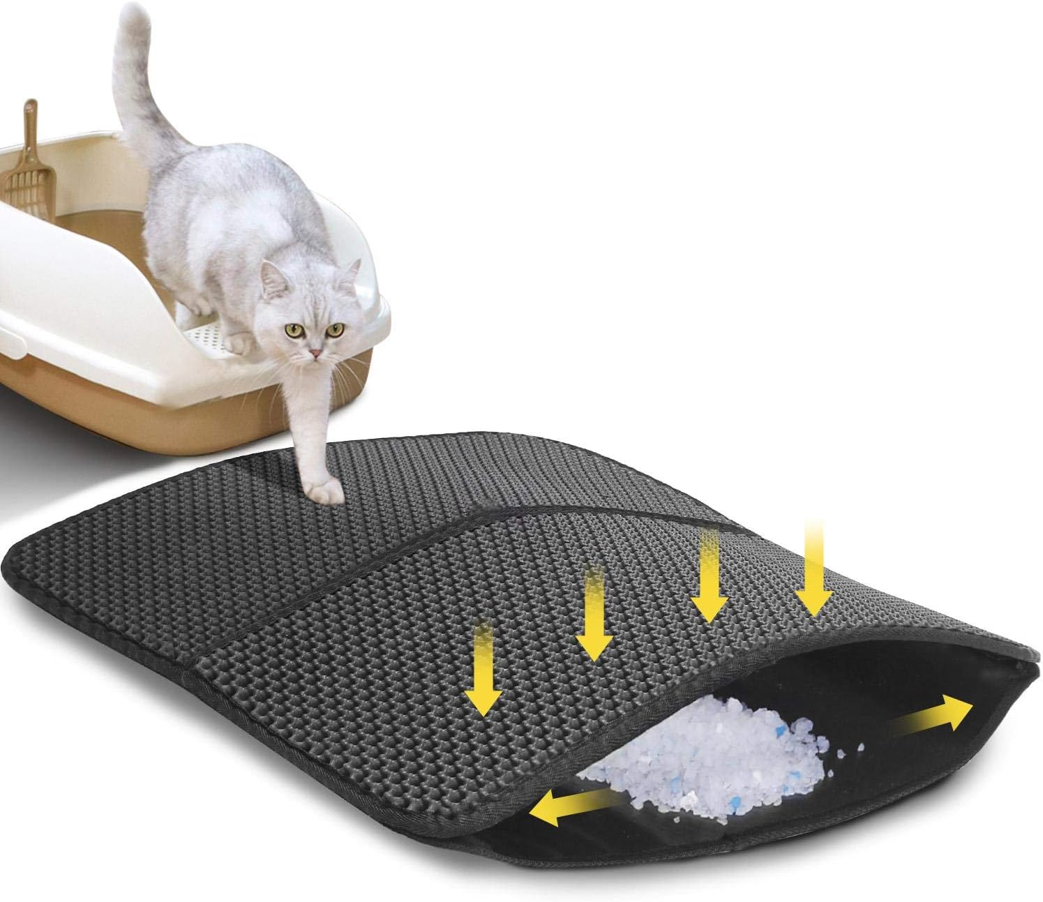 Nobleza Foldable Cat Litter Mat Double Layer Kitten Litter Tray Mat