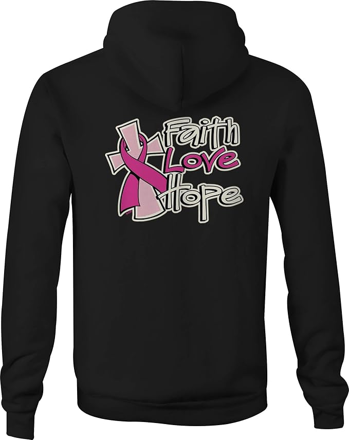 Zip Up Hoodies for Men Faith Hope Love Breast Cancer