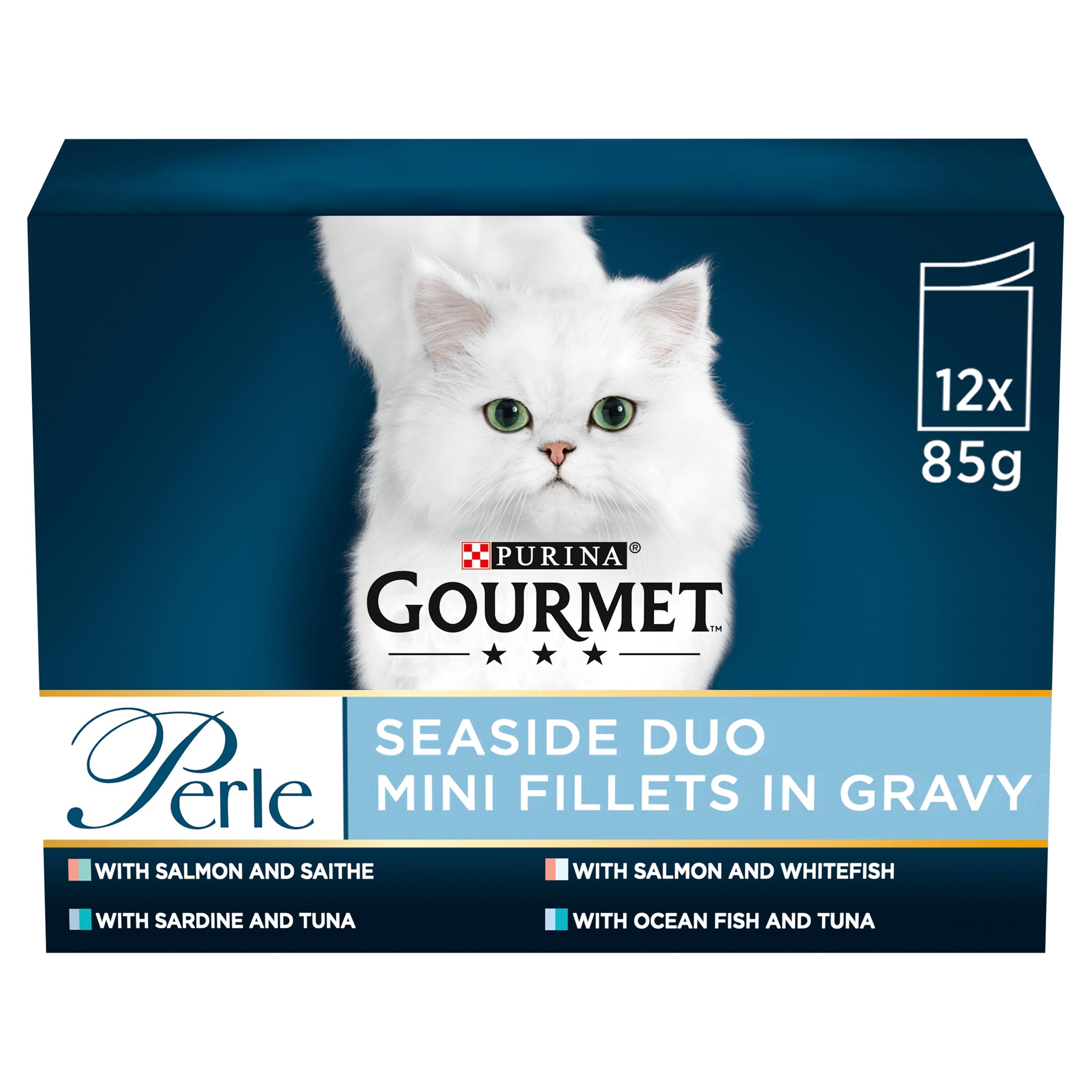 Purina Gourmet Perle Mixed Variety Seaside Duo Adult Wet Cat Food, 12 x 85g