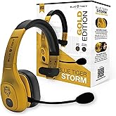 Blue Tiger Storm Gold - Premium Trucker Bluetooth Headset-Wireless Noise Canceling Mono Headset with Mic -High-Fidelity Sound, 30-Hour Talk Time, USB-C Charging - for Truck Drivers, Bluetooth 5.0