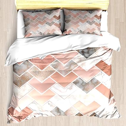 Amazon Com Ntcbed Rose Gold Marble Geometric Duvet Cover Set