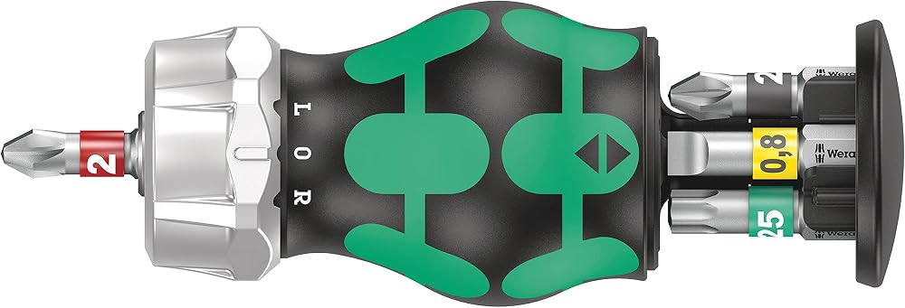 Wera Kraftform Kompakt Stubby Magazine RA 2 Snap-In Bit Screwdriver 6 Pieces
