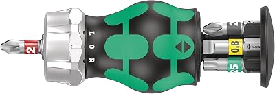 Wera Kraftform Kompakt Stubby Magazine RA 2 Snap-In Bit Screwdriver 6 Pieces